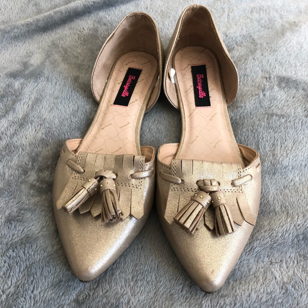Gold Tasseled D’Orsay Flats